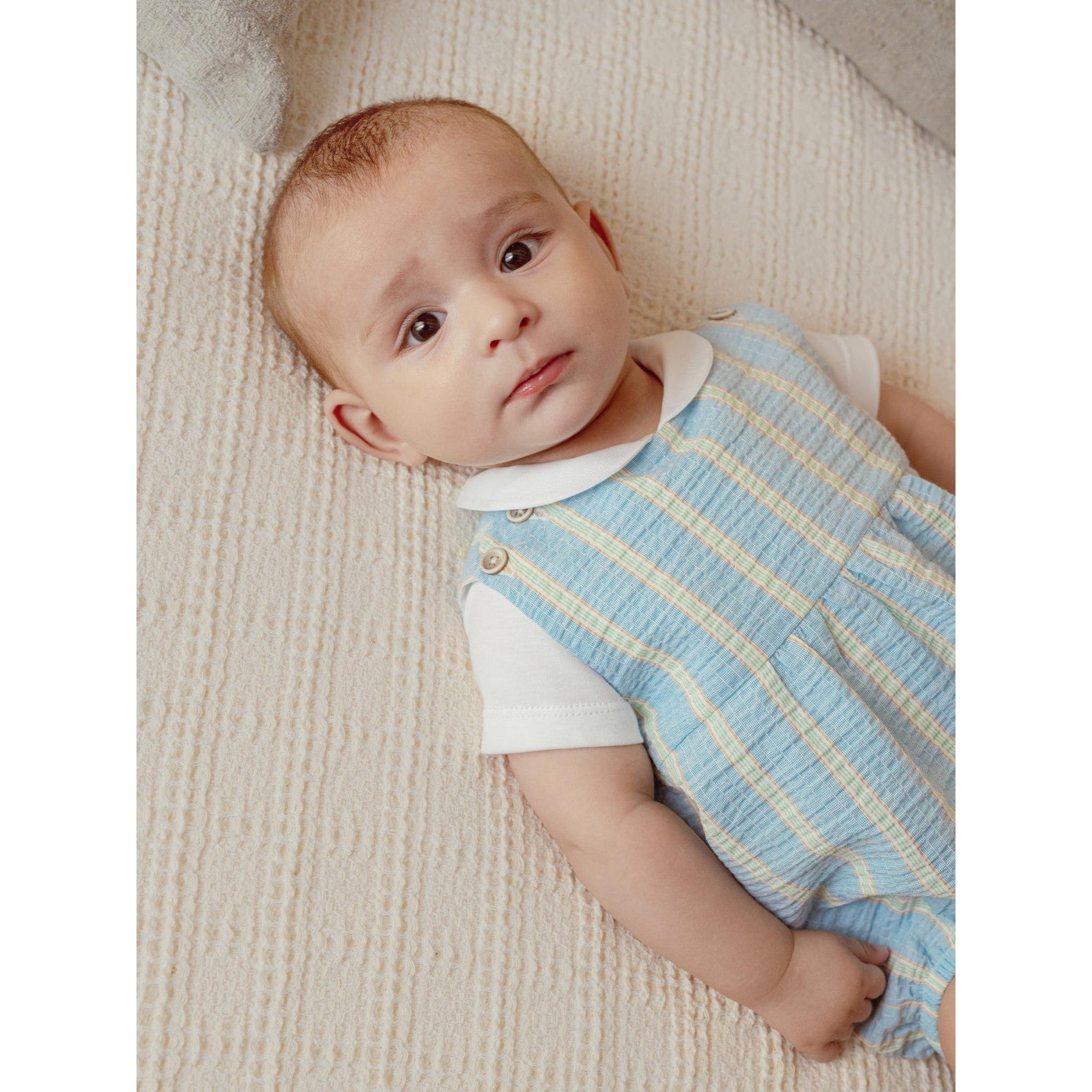 Shortie seersucker fabric stripes multi-coloured