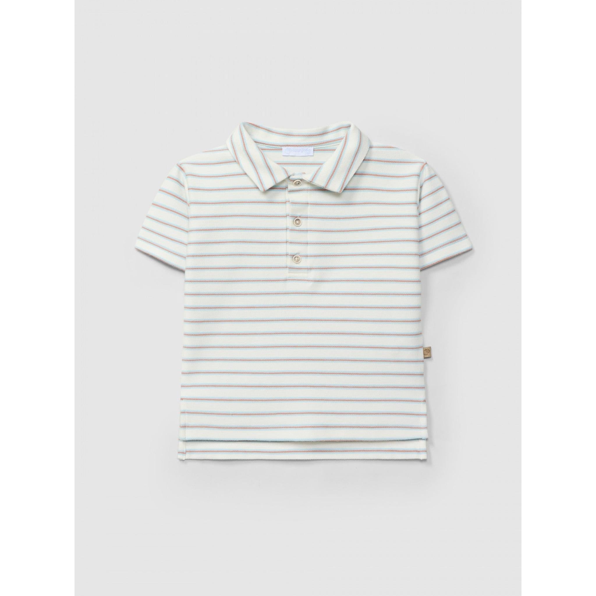 Polo shirt in multi-coloured striped plush