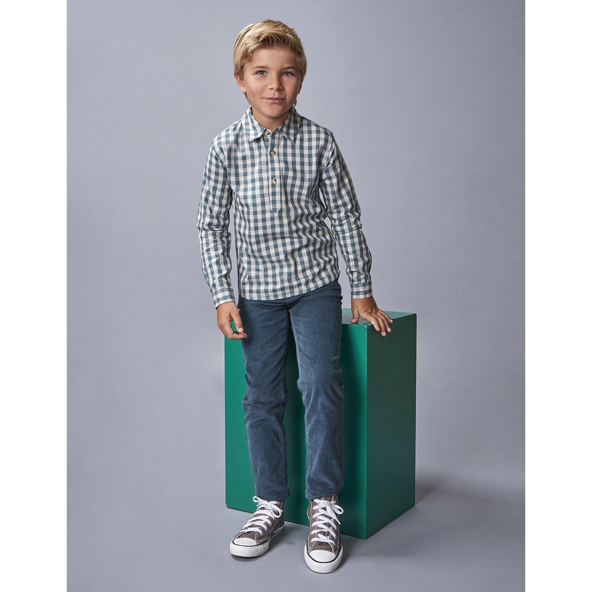 Camisa cuadros tapeta corta verde