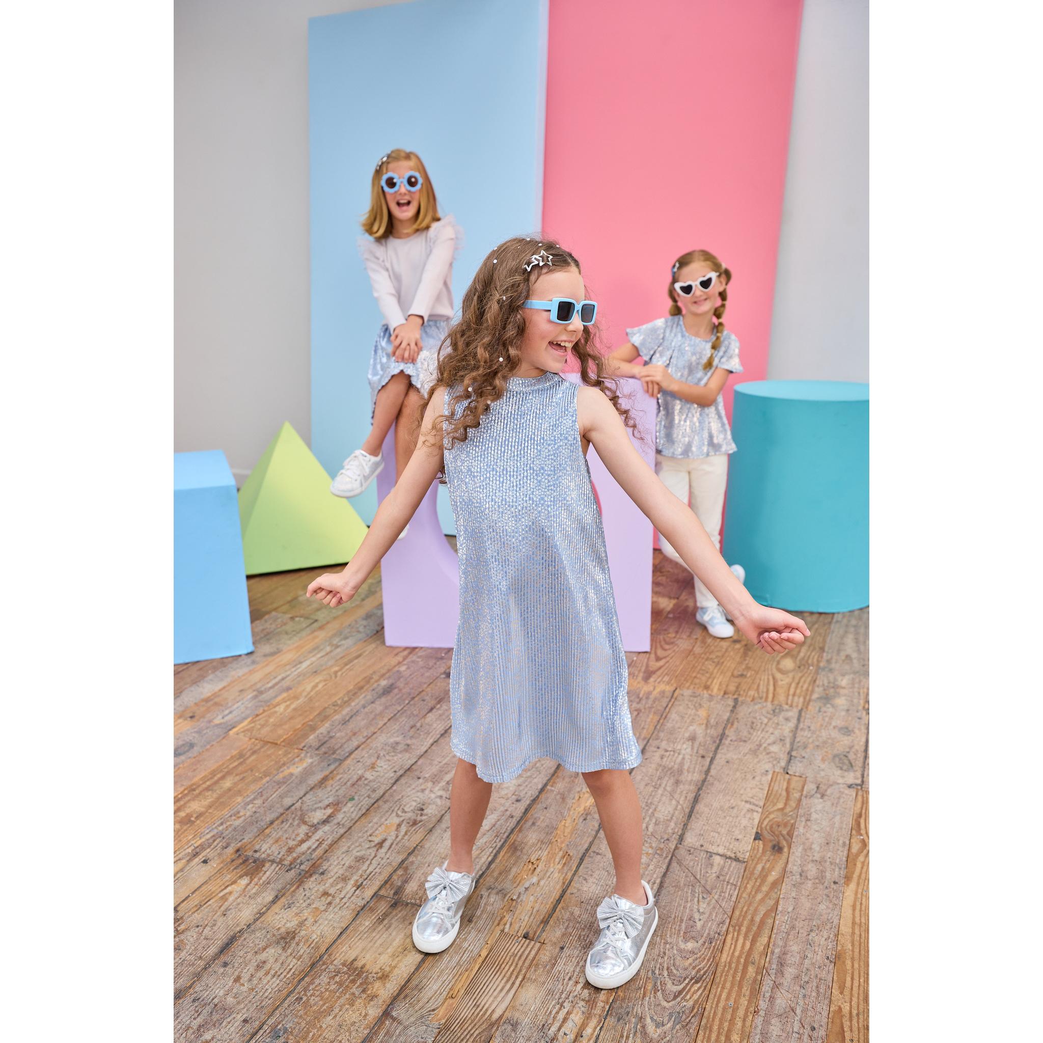 Swing Dress - Blue Crinkle Stars