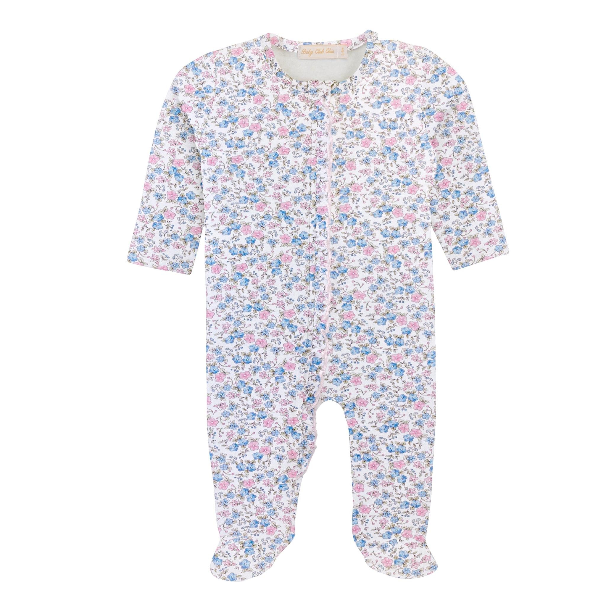 Tiny Soft Floral Zipper Footie