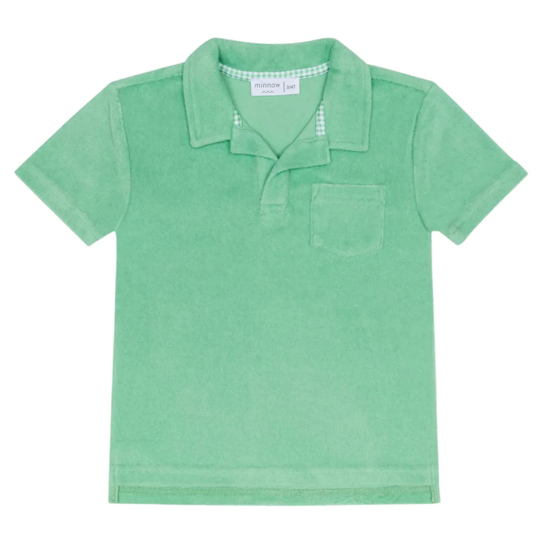 boys gustavia green french terry polo