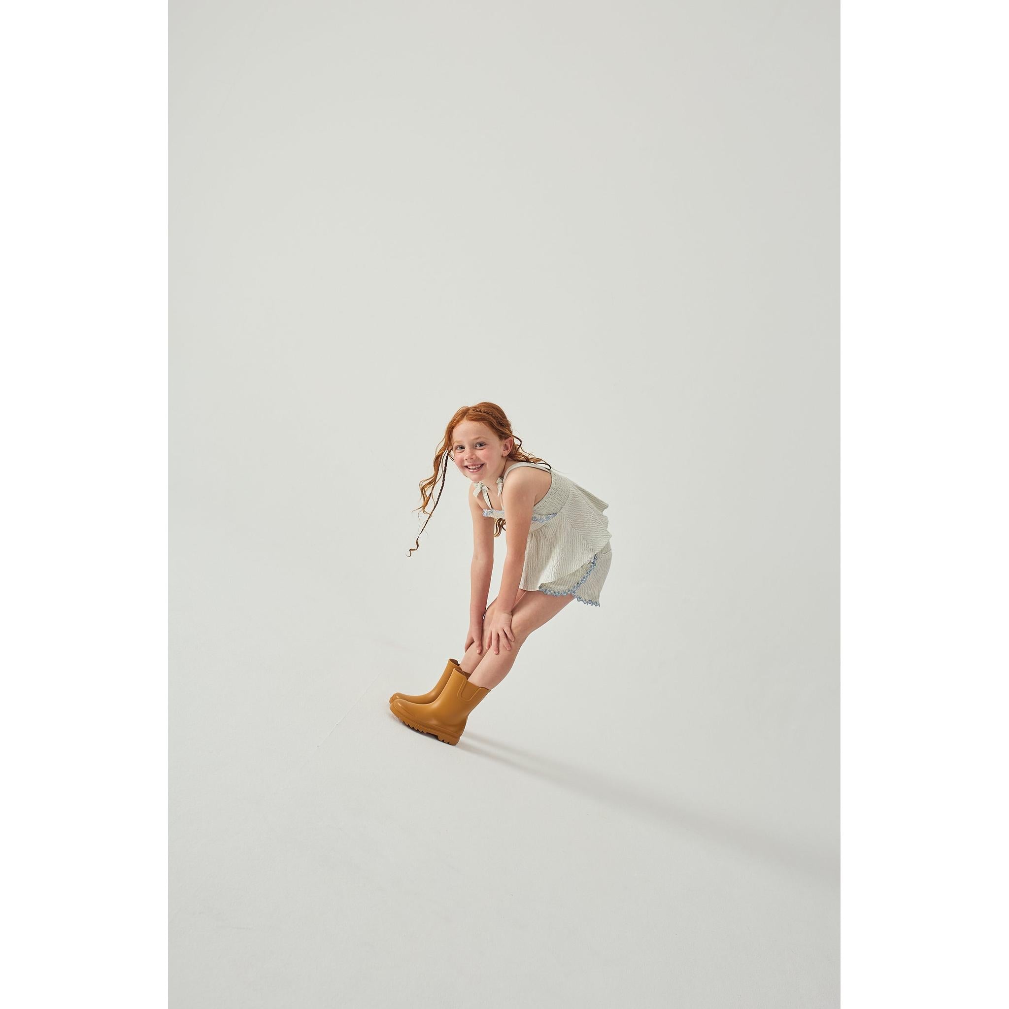 ISABEL RUFFLED STRIPED APRON TOP WITH TIE STRAPS & SHORT SET