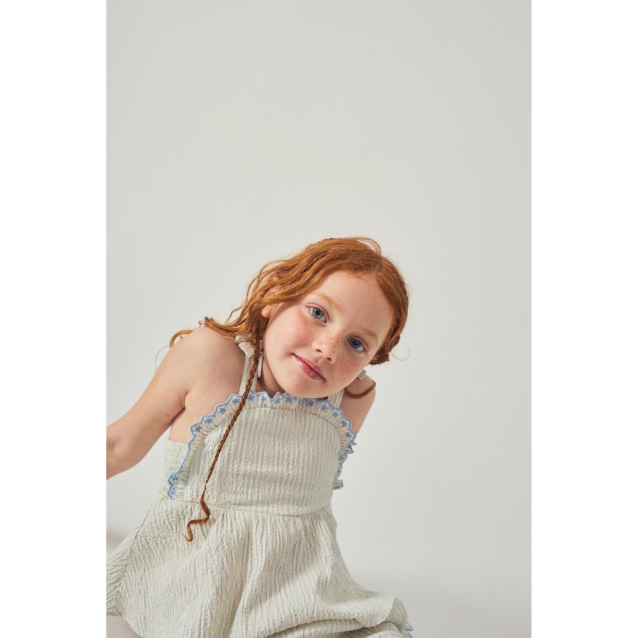 ISABEL RUFFLED STRIPED APRON TOP WITH TIE STRAPS & SHORT SET