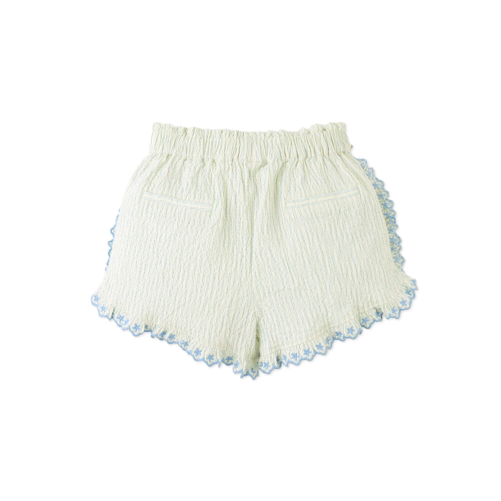 ISABEL RUFFLED STRIPED APRON TOP WITH TIE STRAPS & SHORT SET