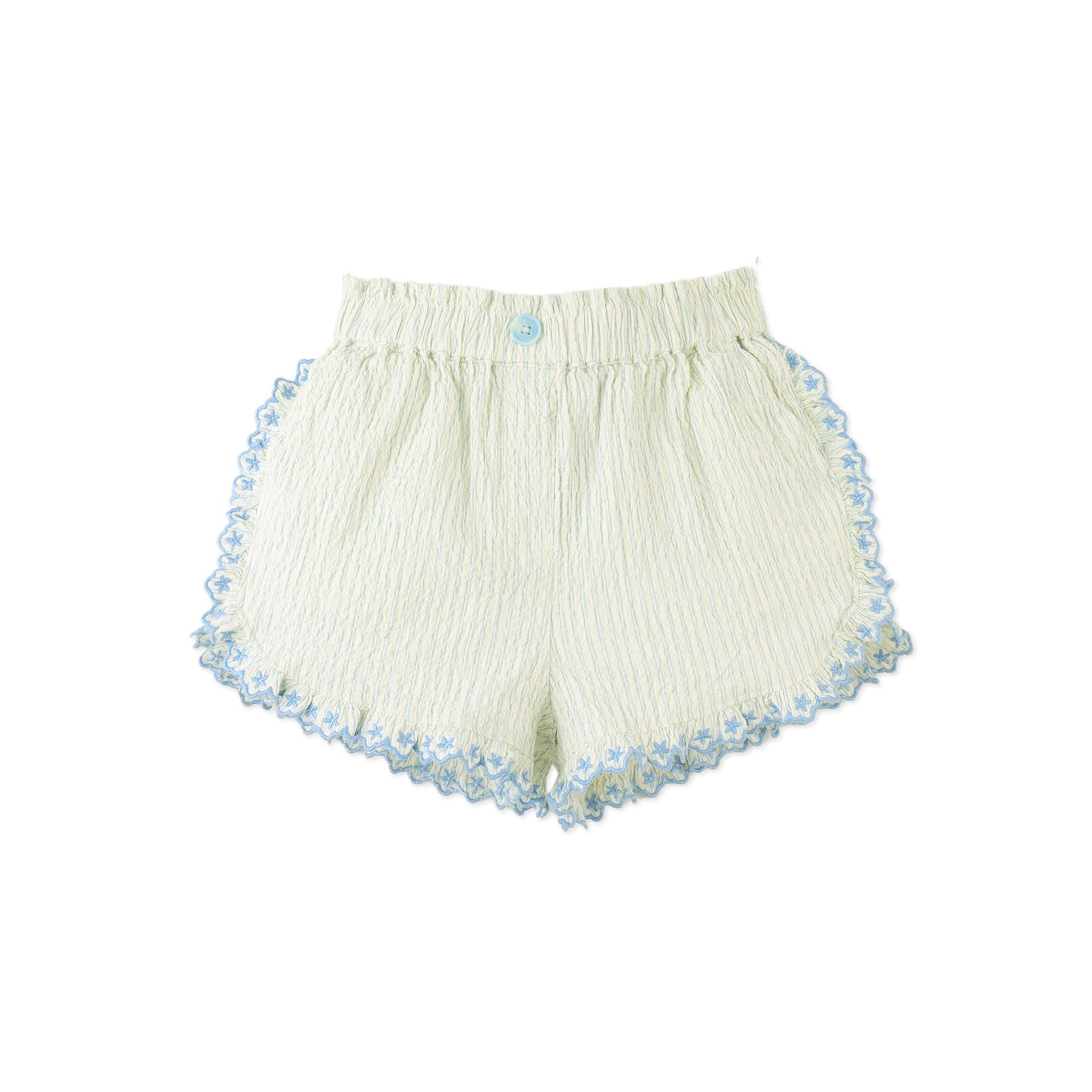 ISABEL RUFFLED STRIPED APRON TOP WITH TIE STRAPS & SHORT SET