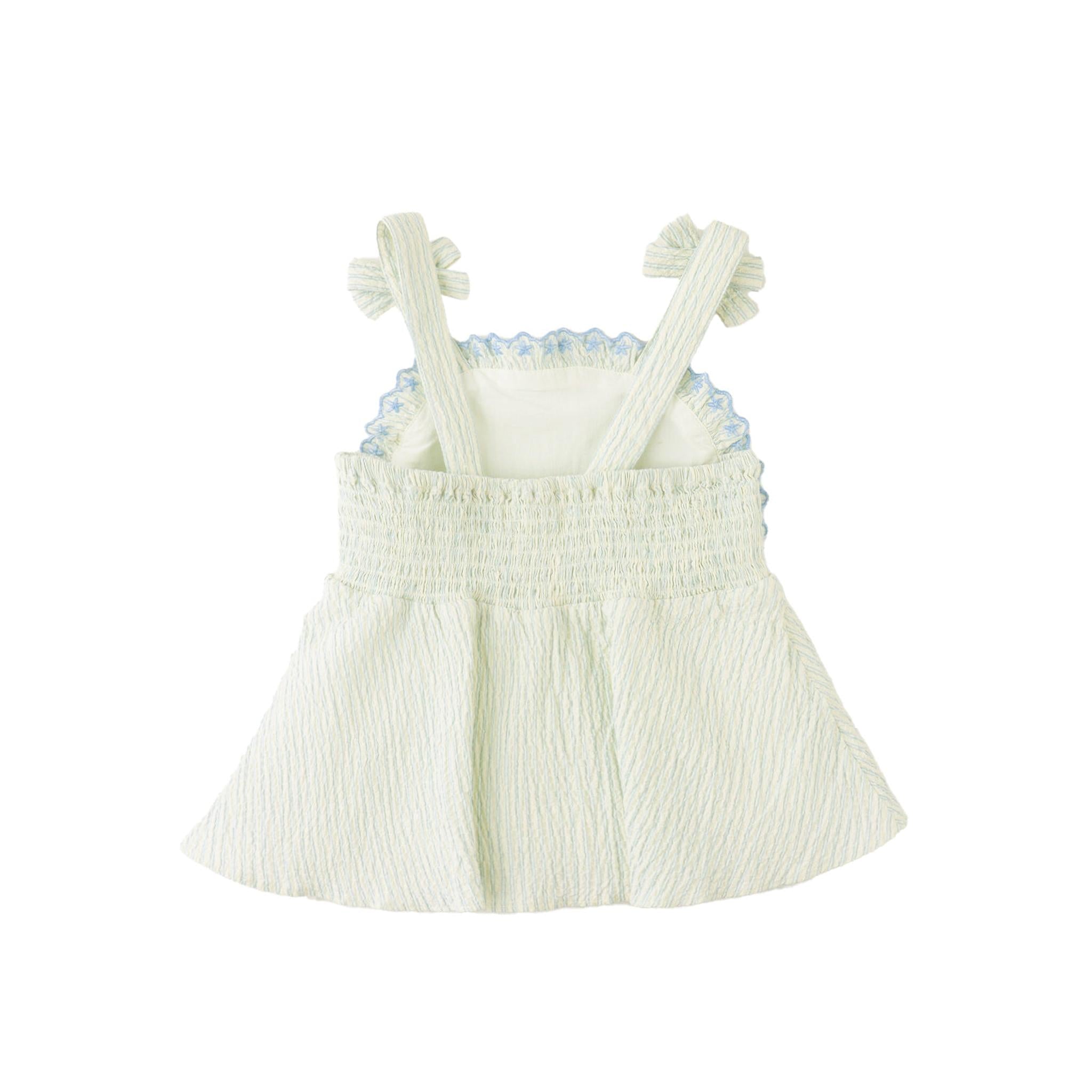 ISABEL RUFFLED STRIPED APRON TOP WITH TIE STRAPS & SHORT SET