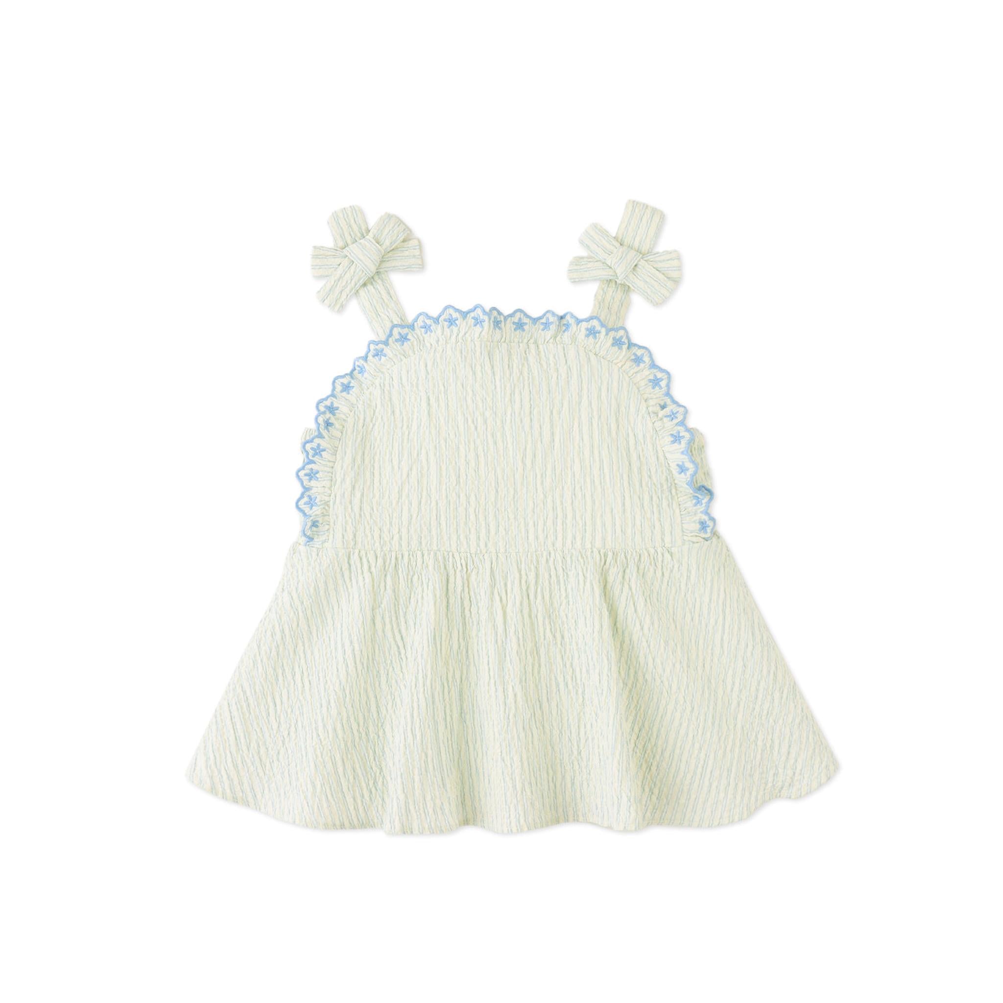ISABEL RUFFLED STRIPED APRON TOP WITH TIE STRAPS & SHORT SET