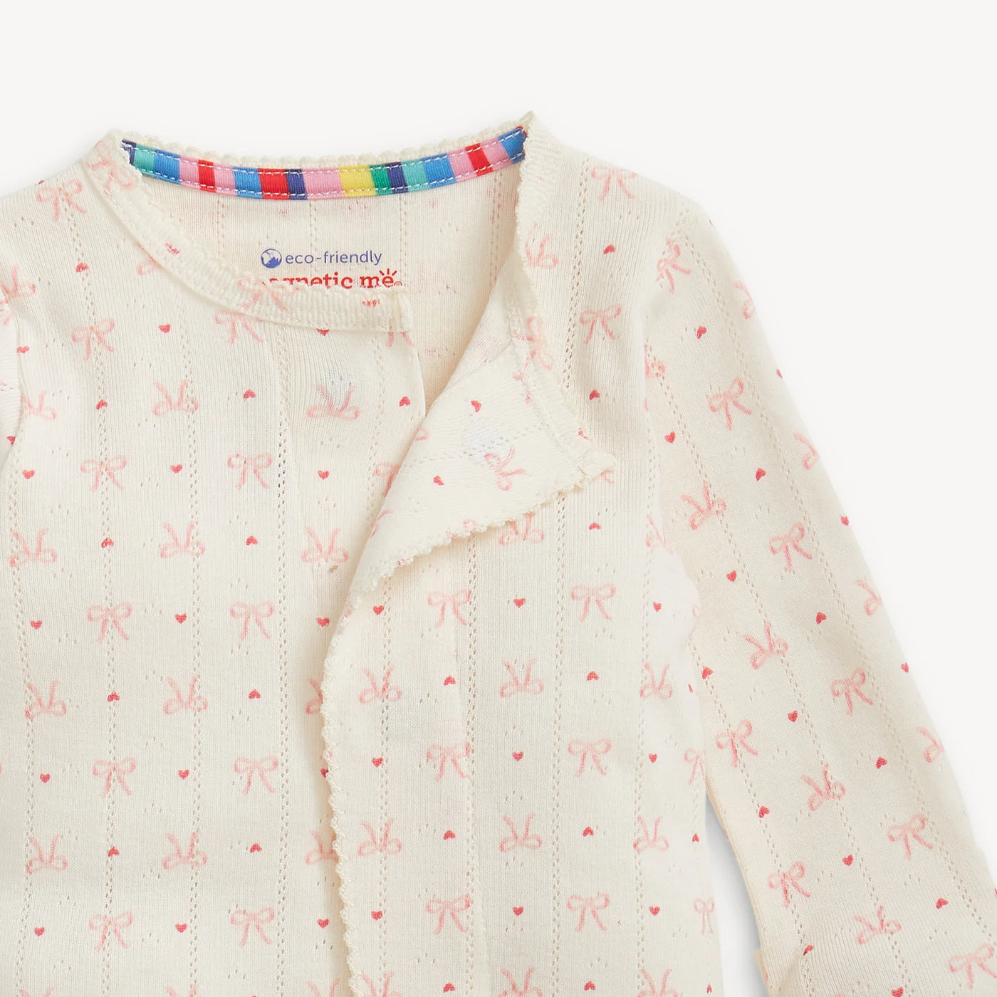 Heart & Bow Pointelle Magnetic Footie