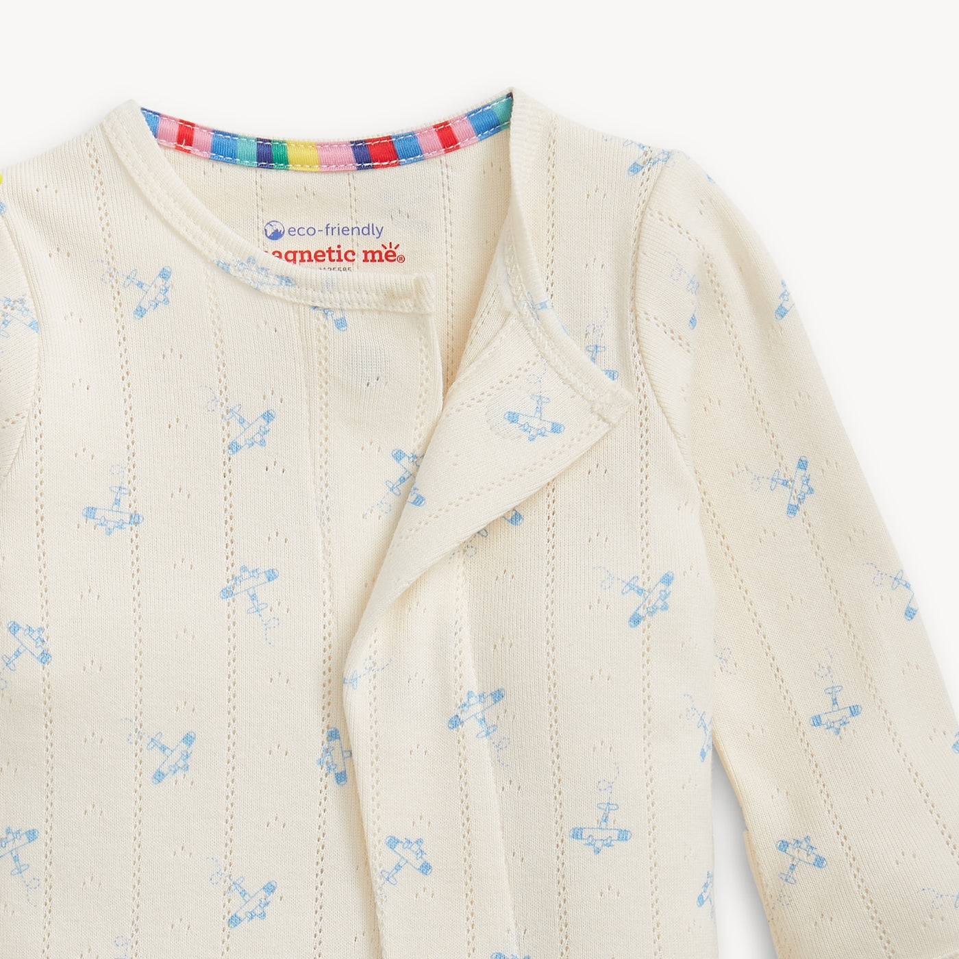 Airplane Pointelle Magnetic Footie