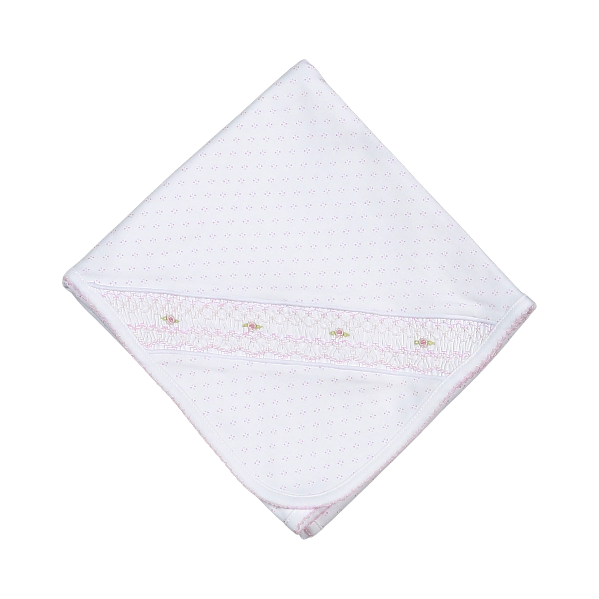 Sally Pink Dots Hand Smocked Pima Blanket