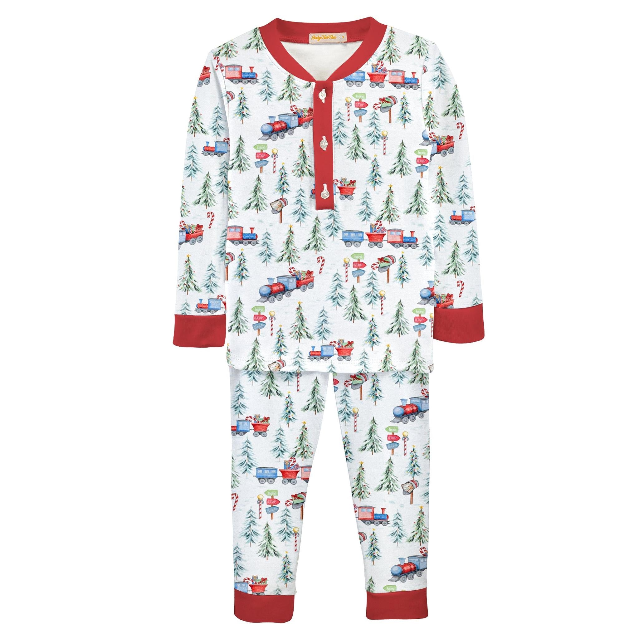 polar express printed kid set l/s