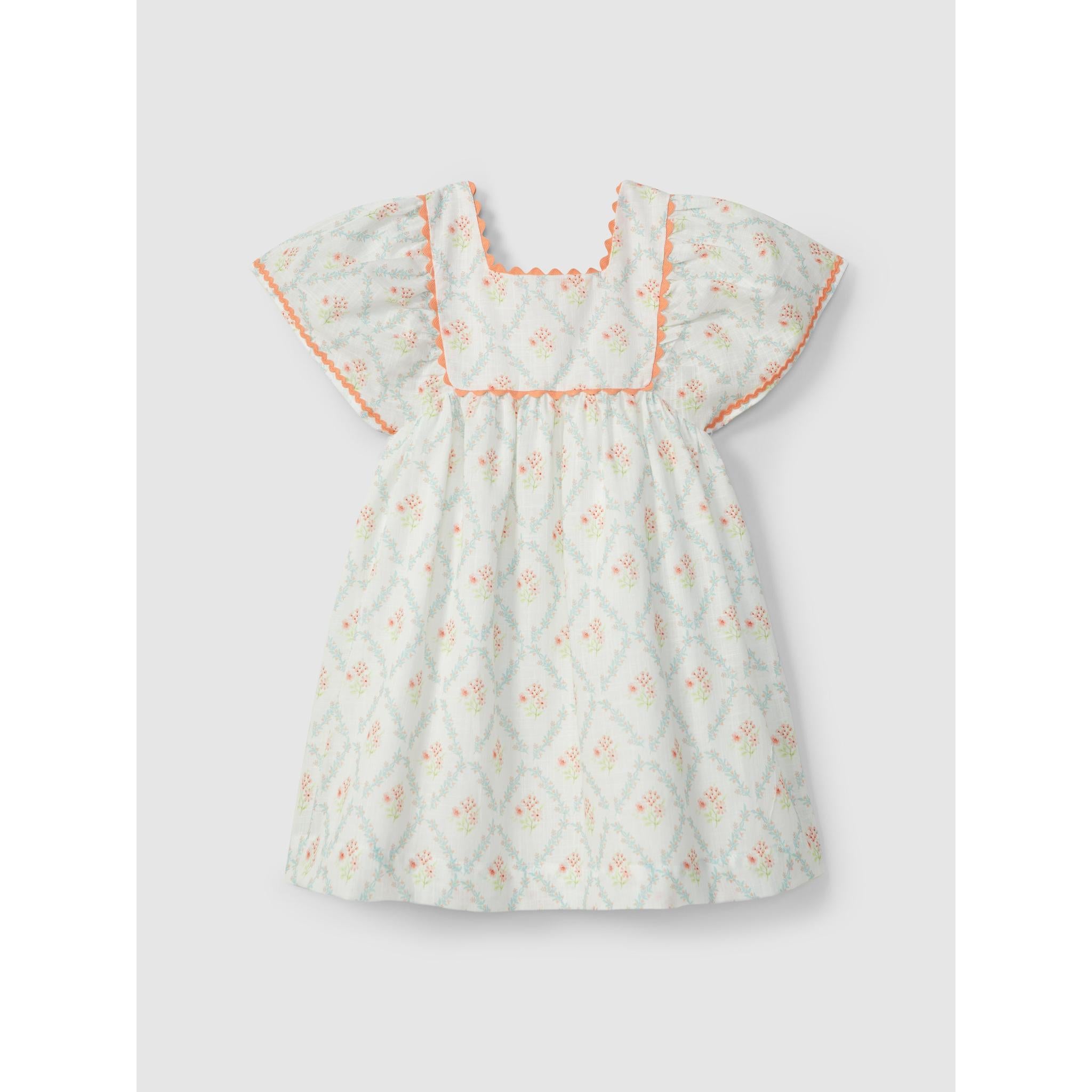 Floral dress with rickrack detail