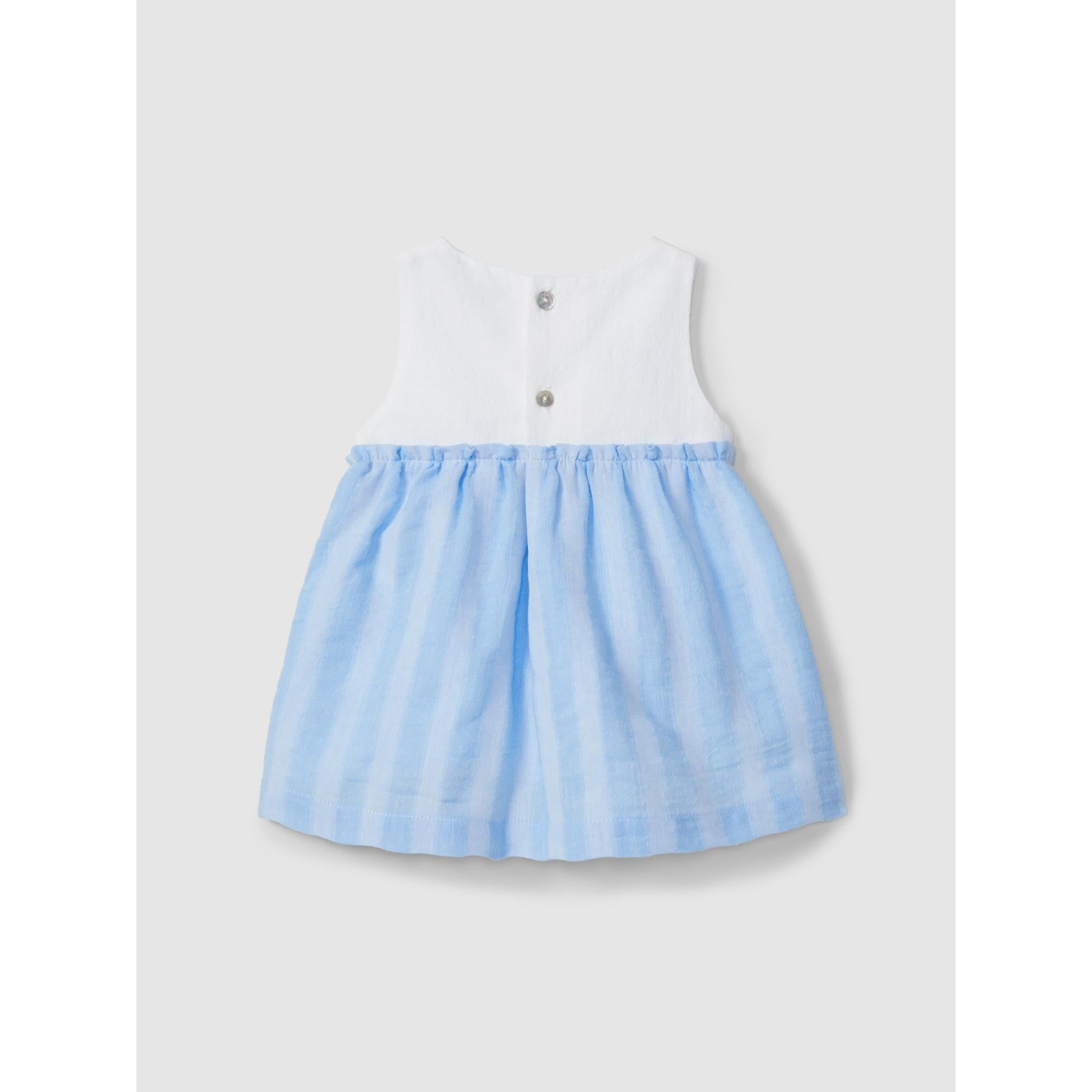 Linen dress with crochet detail