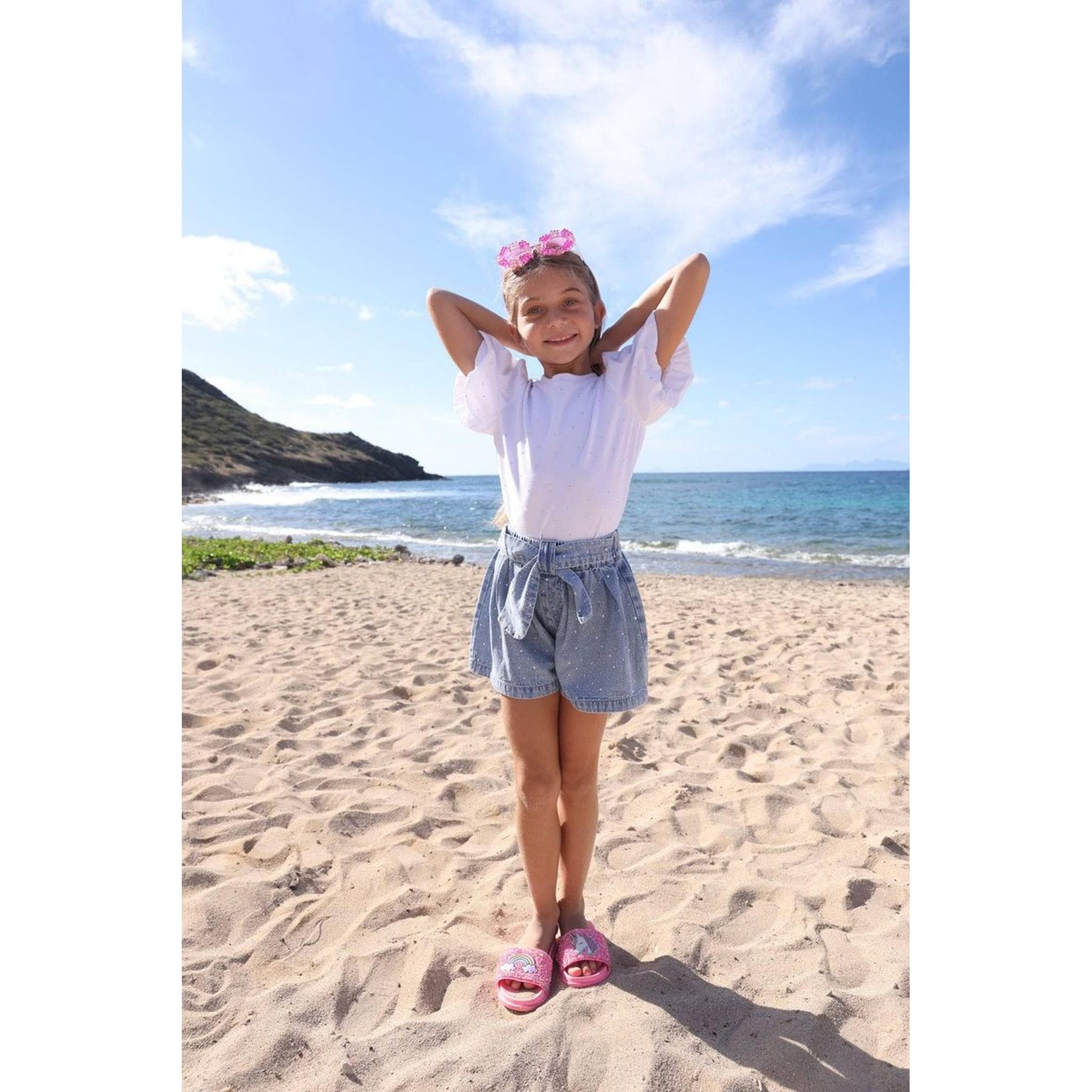 Sparkle Bow Denim Short