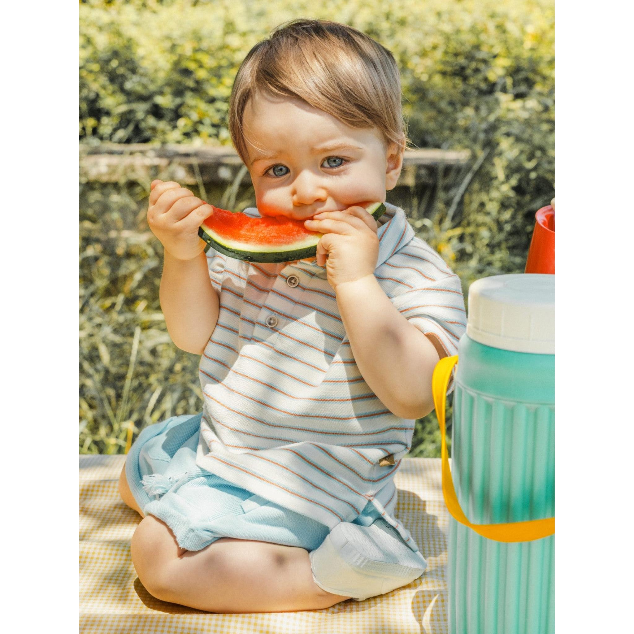 multi-coloured striped plush