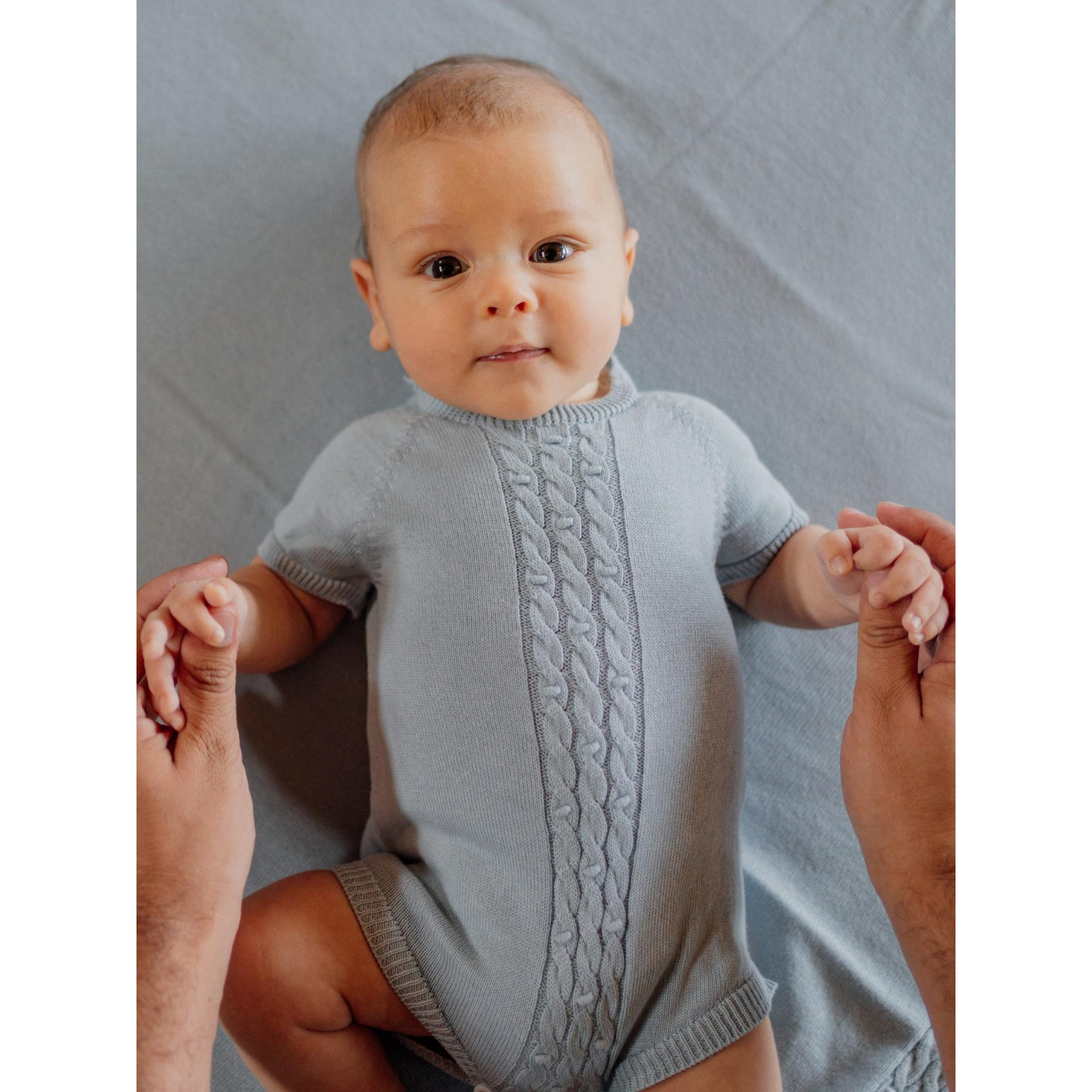 Pure Knitted Romper - Light Blue