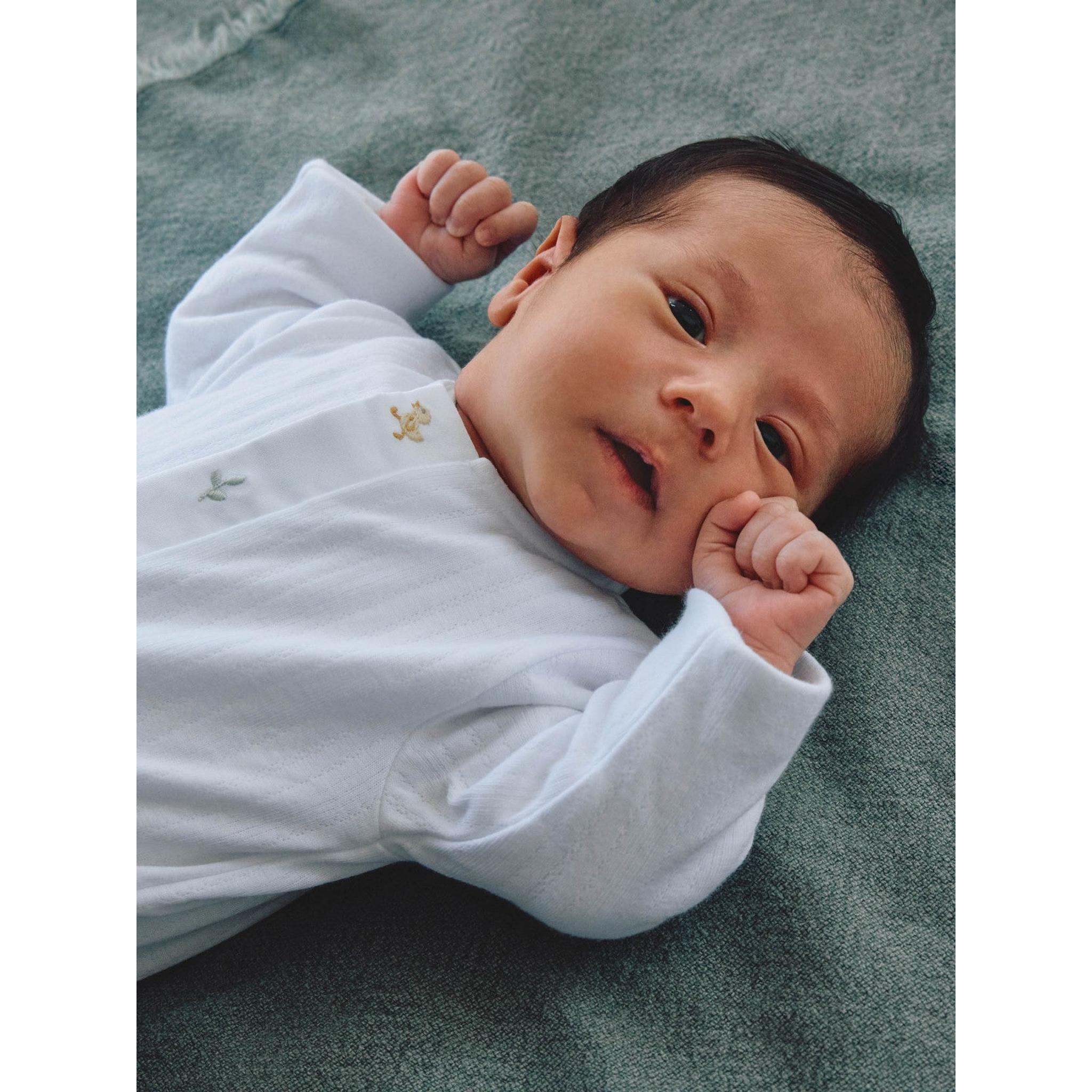 Babygrow in organic cotton with embroidered detail
