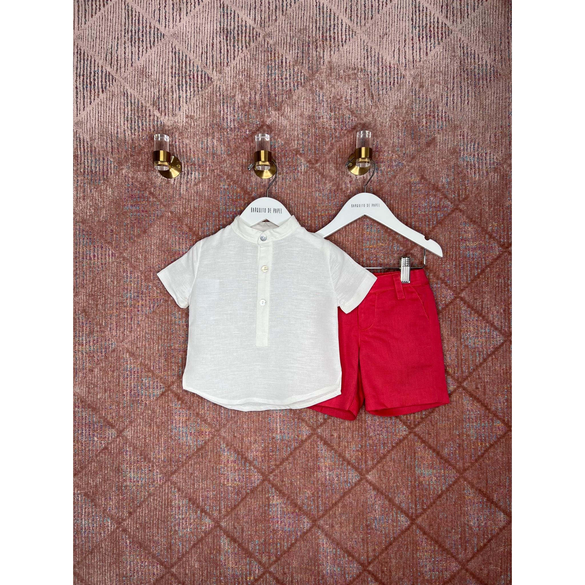 Red White Linen Set