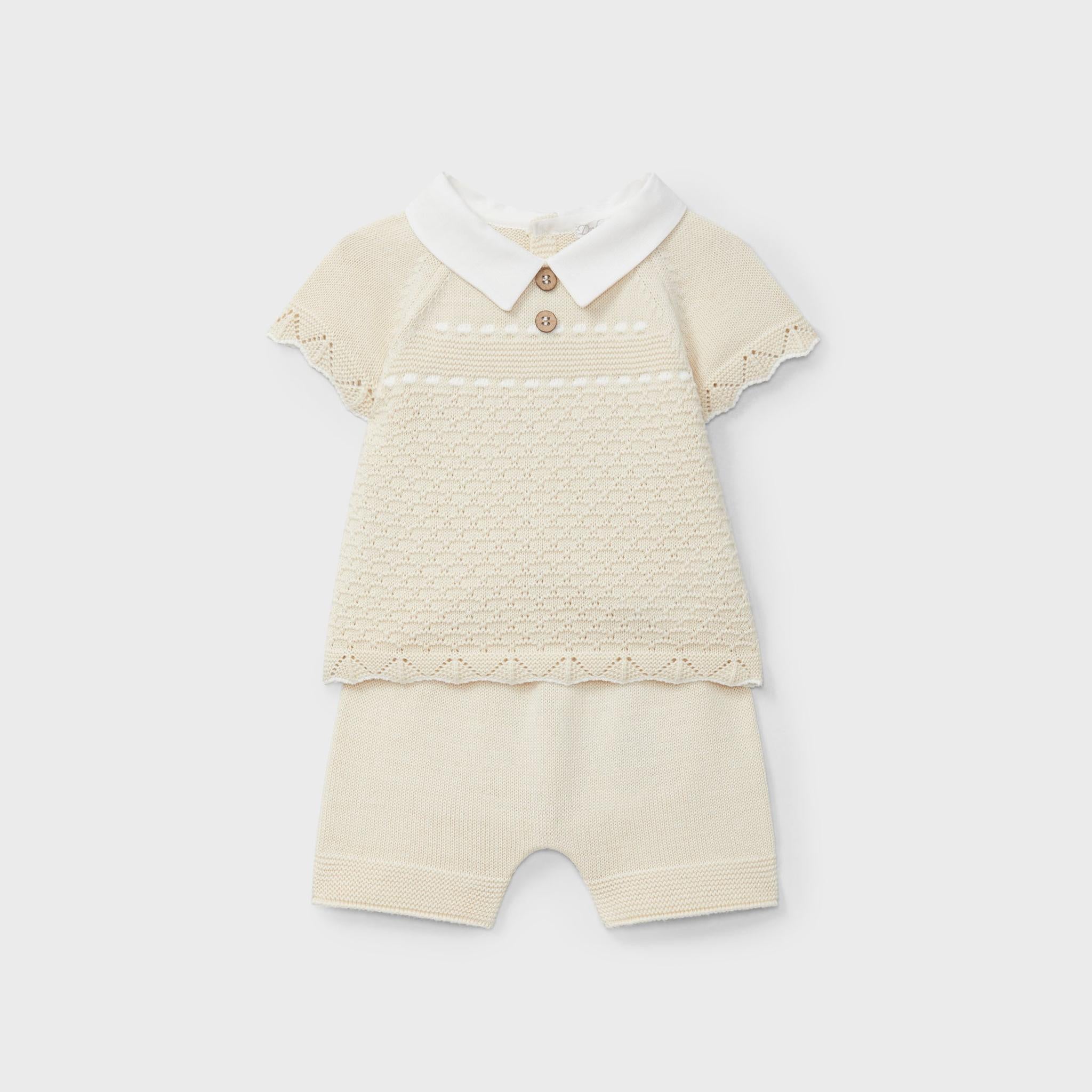 Beige Knitted Short Set