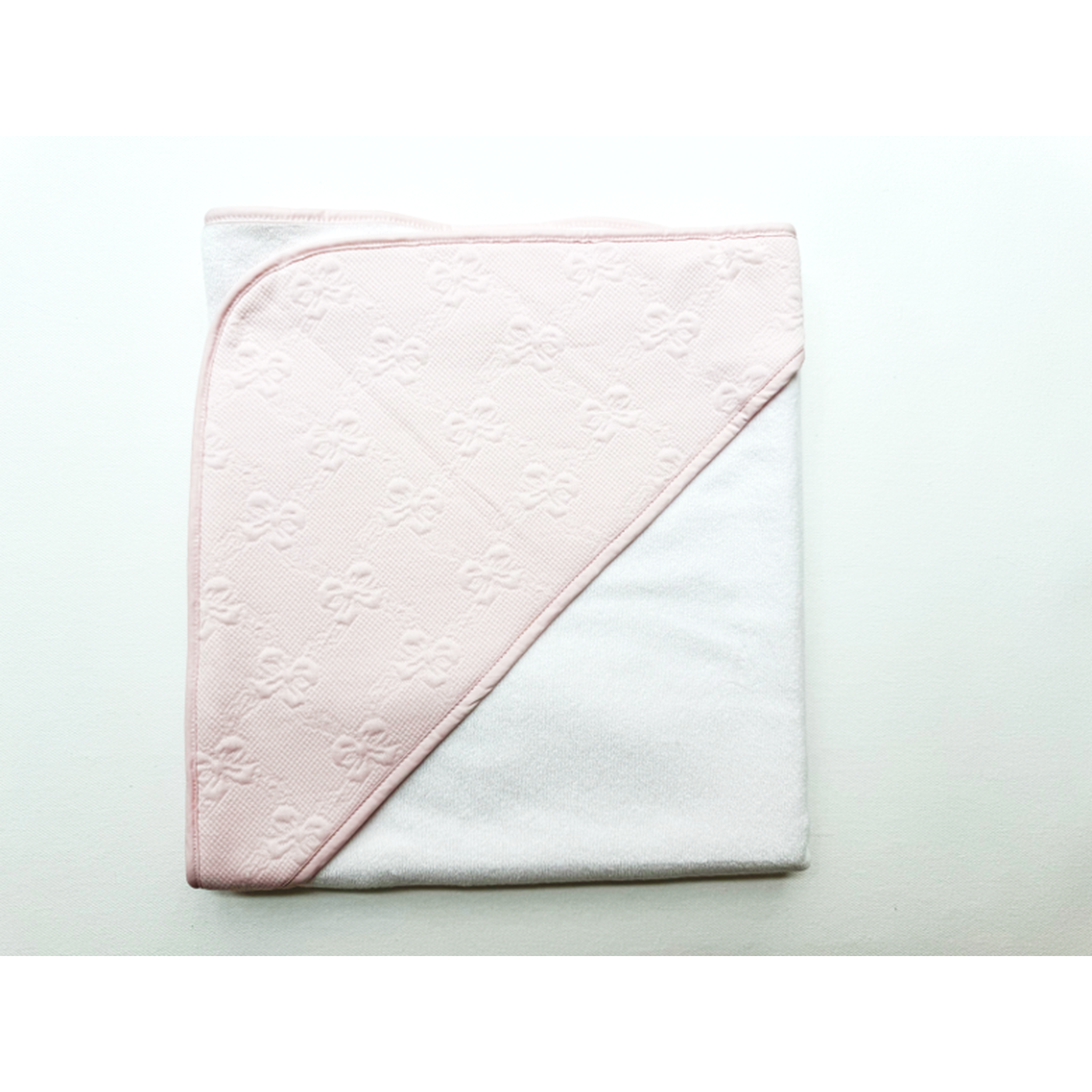 Hooded Towel – Pink Jacquard Bows