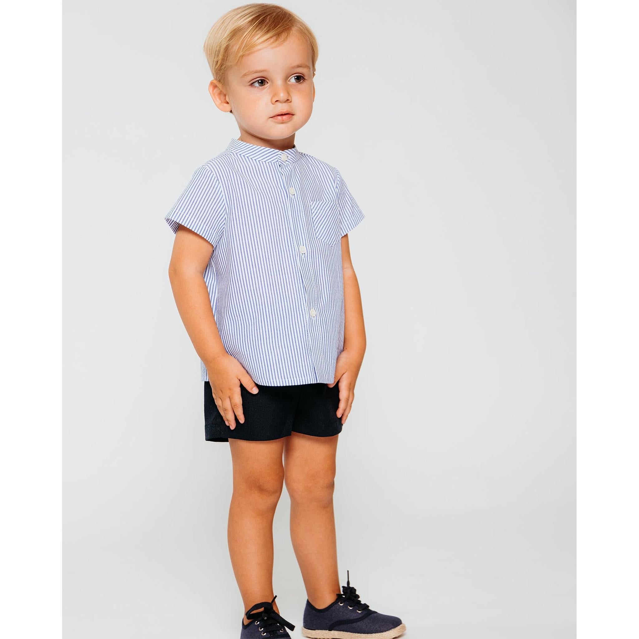 Navy Stripes Button Down Shirt