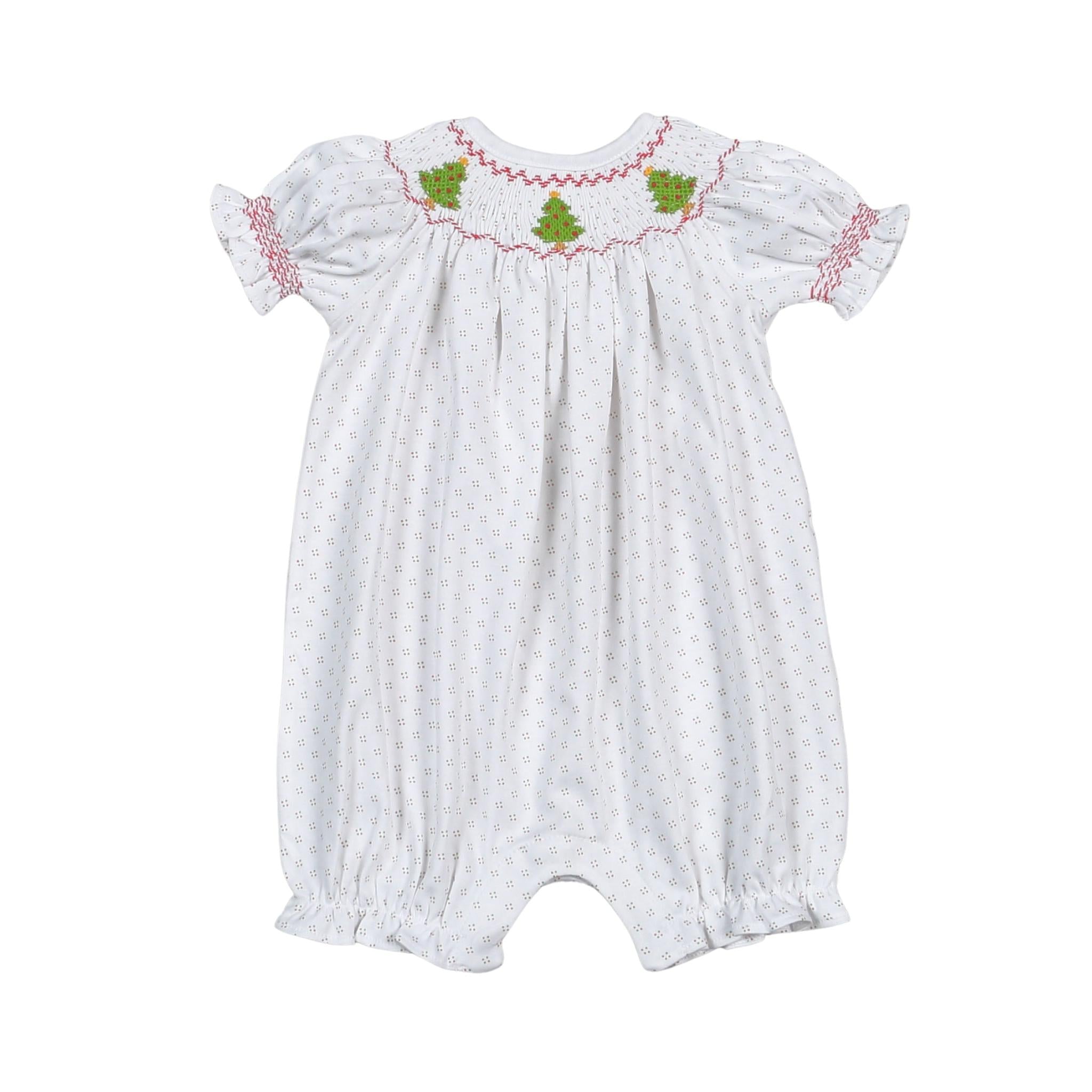 Christmas Trees Smocked Pima Bubble