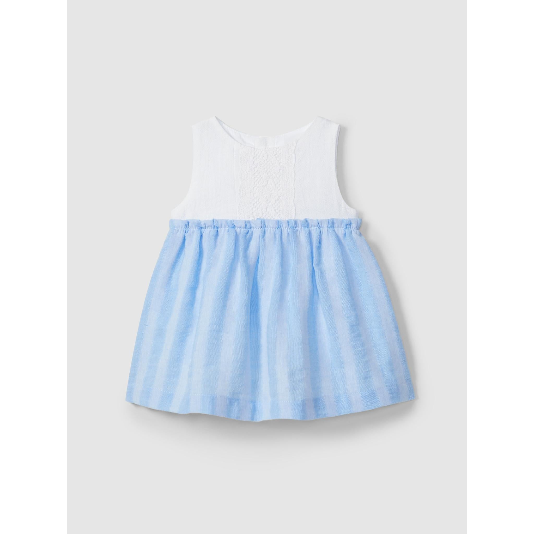 Linen dress with crochet detail