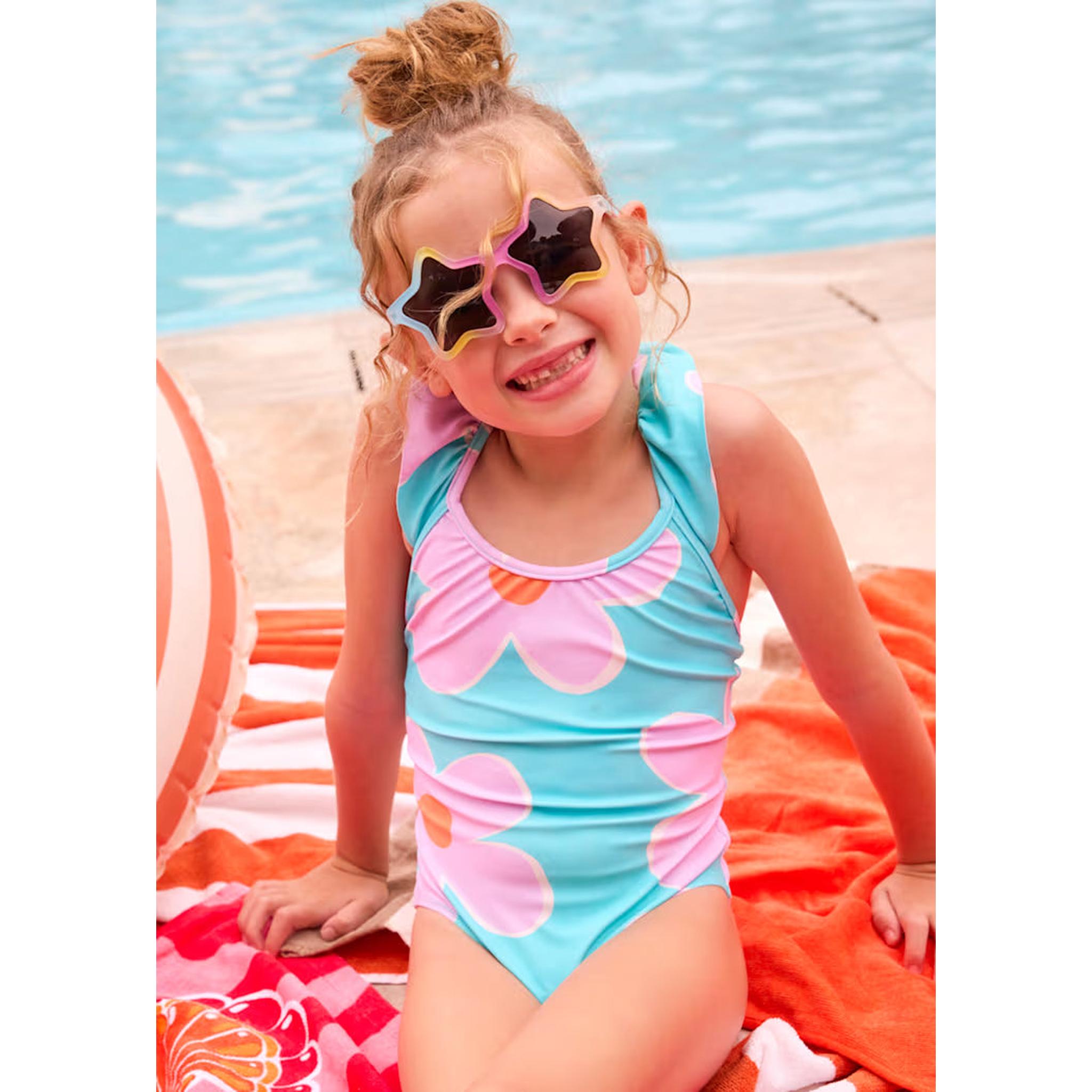 Girl Ruffled Printed Swimsuit