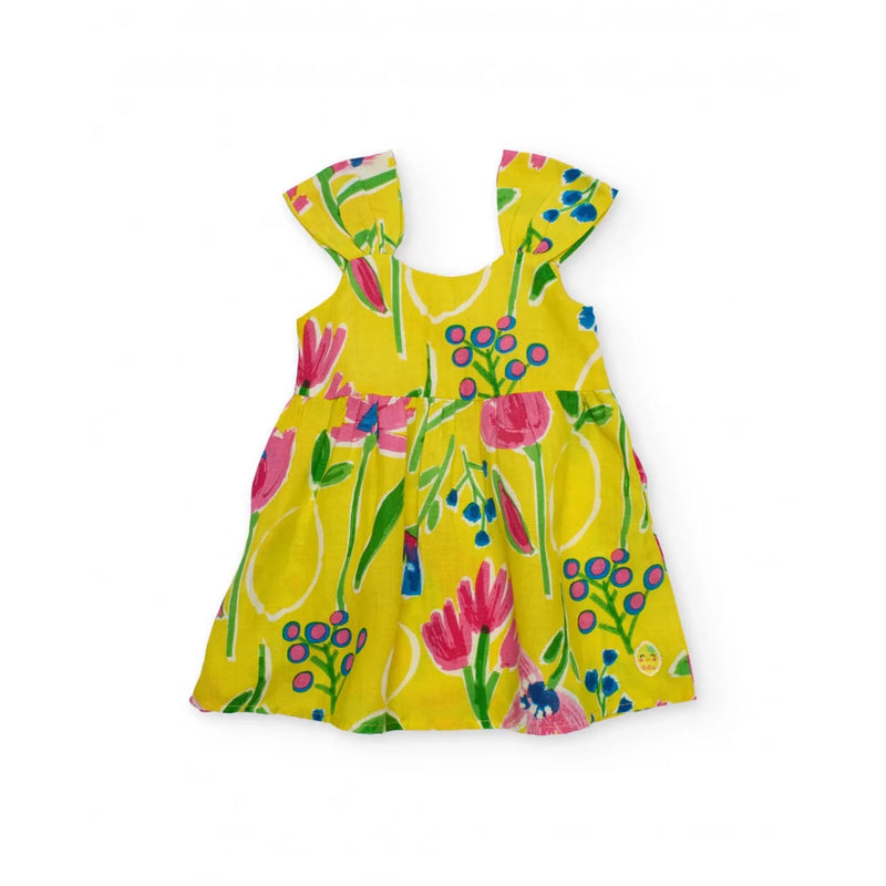 Girls’ woven dress with ruffled straps