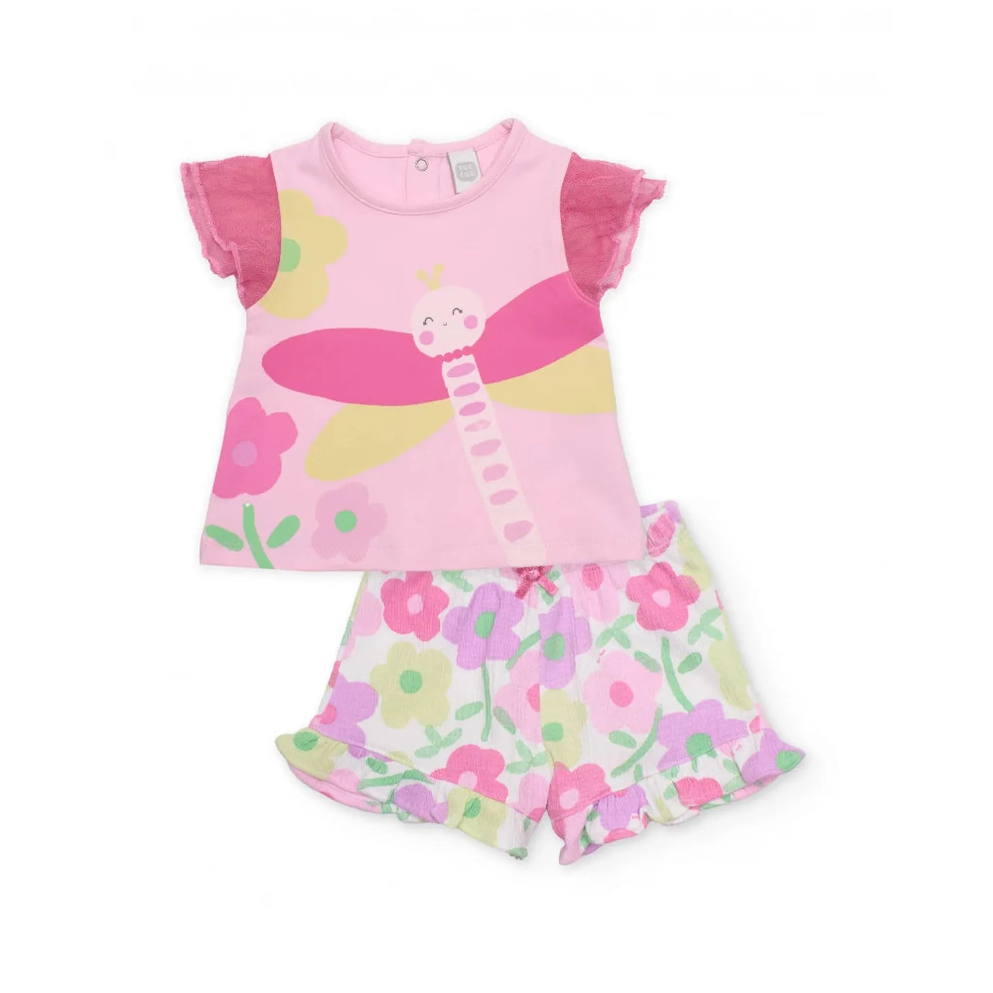 Knitted newborn set with tulle sleeves