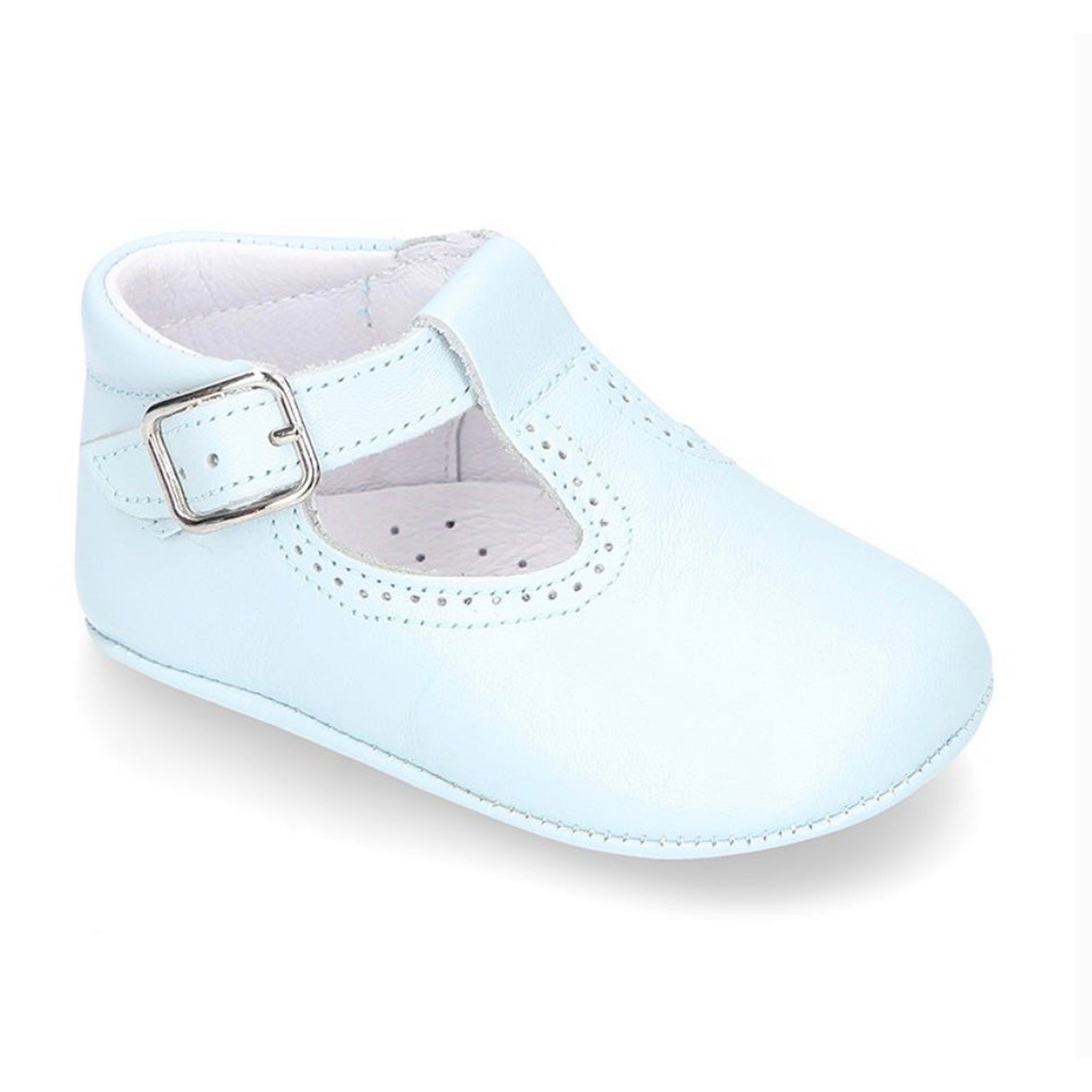 T-Strap Leather Pepito - Baby Blue